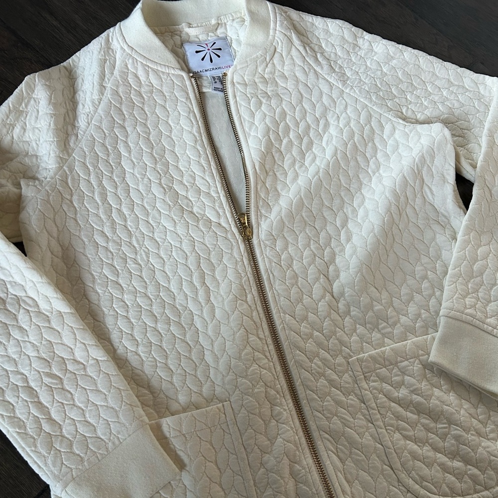 Isaac Mizrahi Live Quilted Ivory Jacket | Tagged XXS Fits S (2/4) | Spring Prep - Picture 2 of 4